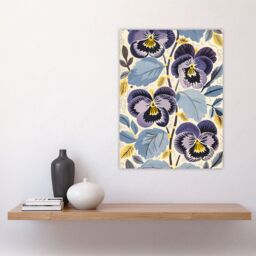 "Artery8 Purple Pansy Flowers Painting Wildflowers Floral Wall Art Print - Size: W24"" x H32""" - thumbnail 4