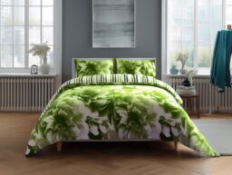 Snug City Duvet Cover & Pillowcase Set Reversible Rose & Stripe Design Polycotton Bed Linen in Lime - Size: Double - thumbnail 1