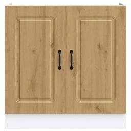 Berkfield Home Sink Base Cabinet Kalmar Artisan Oak 80x46x81.5 cm Engineered Wood in Brown - thumbnail 4