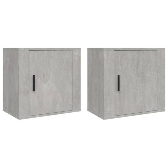 Berkfield Home Wall-mounted Bedside Cabinets 2 pcs Concrete Grey 50x30x47 cm - Size: 50 x 30 x 47 cm - image 1