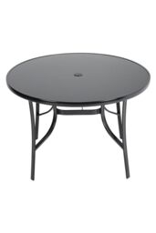 Garden Sanctuary 3 Piece Steel Round Outdoor Garden Table & Chair Set in Black - thumbnail 3
