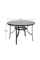 Garden Sanctuary 3 Piece Steel Round Outdoor Garden Table & Chair Set in Black - thumbnail 5