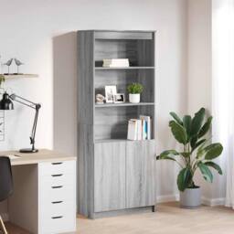 Berkfield Home Highboard Grey Sonoma 70x35x180 cm Engineered Wood - Size: 70 x 35 x 180 cm - thumbnail 2