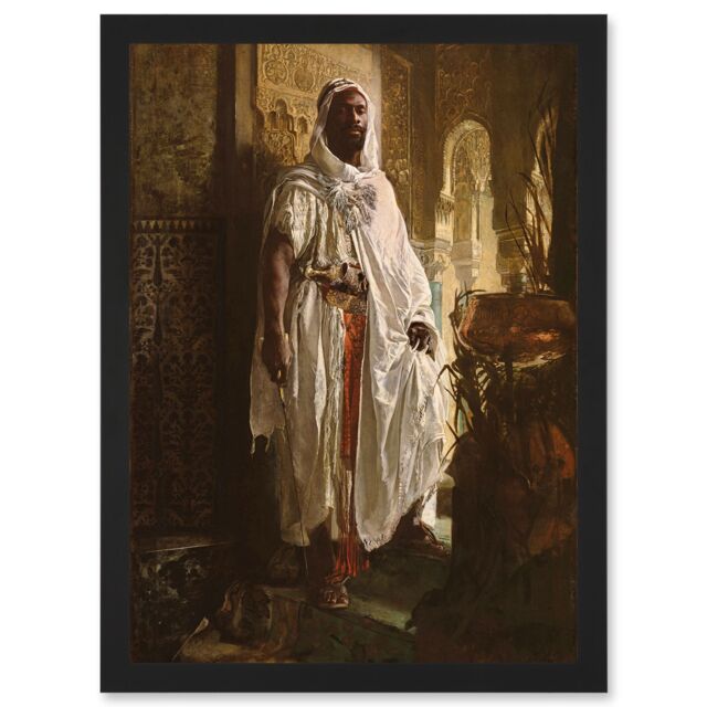 Artery8 Painting Charlemont The Moorish Chief Artwork Framed Wall Art Print A4 in Black - image 1