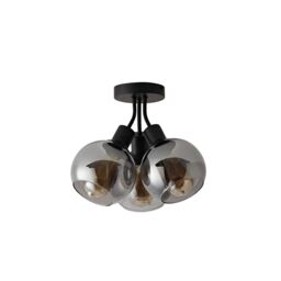 ValueLights Bellamy 3 Way Glass Globe Bubble Cluster Flush Ceiling Light in Black - thumbnail 6