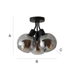 ValueLights Bellamy 3 Way Glass Globe Bubble Cluster Flush Ceiling Light in Black - thumbnail 7