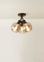 ValueLights Bellamy 3 Way Glass Globe Bubble Cluster Flush Ceiling Light in Black - thumbnail 2