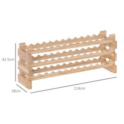 HOMCOM 36 Bottle Shelf Wine Rack Holder Holds Storage Fir Wood Cellar Standing in Light Brown - Size: Medium - thumbnail 3