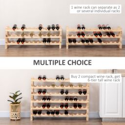 HOMCOM 36 Bottle Shelf Wine Rack Holder Holds Storage Fir Wood Cellar Standing in Light Brown - Size: Medium - thumbnail 4