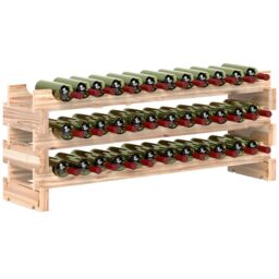 HOMCOM 36 Bottle Shelf Wine Rack Holder Holds Storage Fir Wood Cellar Standing in Light Brown - Size: Medium - thumbnail 2