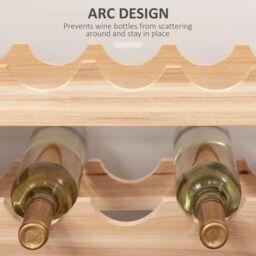 HOMCOM 36 Bottle Shelf Wine Rack Holder Holds Storage Fir Wood Cellar Standing in Light Brown - Size: Medium - thumbnail 5