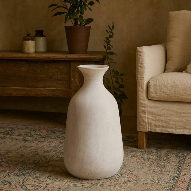 Wyld Haus Terra White Stoneware Bottle Vase Textured Stone Finish - image 1