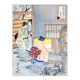 Artery8 Ogata Gekko Framed Wall Art Print Women Tea Gathering at Teahouse in Blue - Size: A4 - thumbnail 3