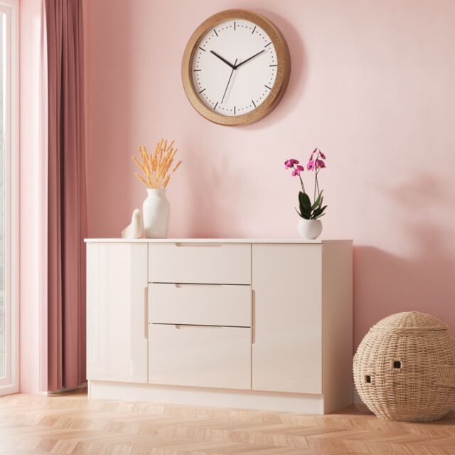 Ready Assembled 2 U Lucca 2 Door 3 Drawer Sideboard (Ready Assembled) in Taupe - image 1