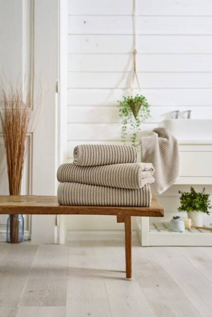 Deyongs Sereno Soft Textured Towel In 550GSM Pure Zerotwist Cotton in Stone - Size: Bath Sheet - image 1