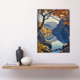 "Artery8 Autumn Tree Lake District Cumbria Mountains Wall Art Print - Size: W24"" x H32""" - thumbnail 4