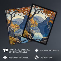 "Artery8 Autumn Tree Lake District Cumbria Mountains Wall Art Print - Size: W24"" x H32""" - thumbnail 2