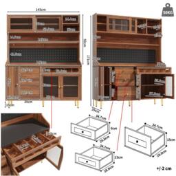 Rolipo Modern Walnut Highboard with Smart LED Lights & Wine Rack - thumbnail 5
