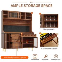 Rolipo Modern Walnut Highboard with Smart LED Lights & Wine Rack - thumbnail 8
