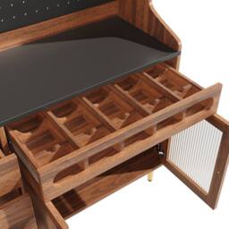 Rolipo Modern Walnut Highboard with Smart LED Lights & Wine Rack - thumbnail 9