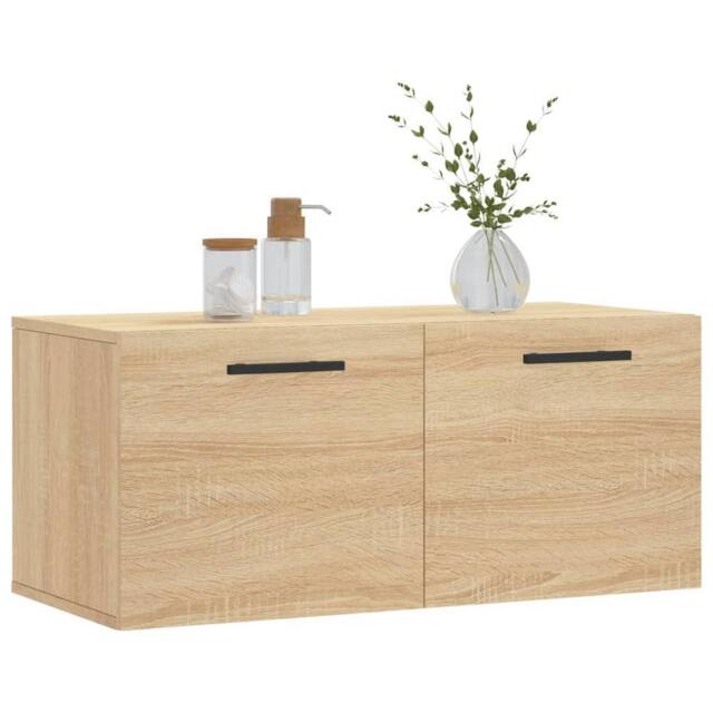 Berkfield Home Wall Cabinet Sonoma Oak 80x36.5x35 cm Engineered Wood in Light Brown - image 1