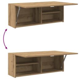 Berkfield Home Bathroom Wall Cabinet Artisan Oak 80x25x30 cm Engineered Wood in Brown - Size: 80 x 25 x 30 cm - thumbnail 9