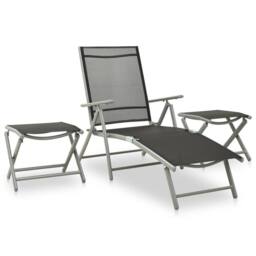 Berkfield Home 9 Piece Garden Lounge Set Black & Silver - thumbnail 4