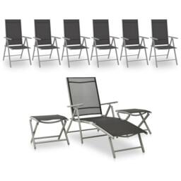 Berkfield Home 9 Piece Garden Lounge Set Black & Silver - thumbnail 2