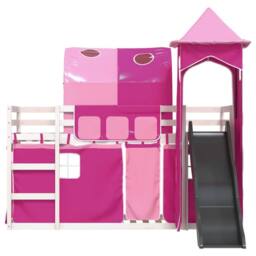 Berkfield Home Bunk Bed without Mattress with Slide & Curtains Pink 90x200 cm - thumbnail 7