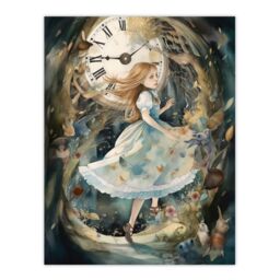 "Artery8 Wall Art Print Alice In Wonderland Watercolour Down The Rabbit Hole Whimsical Magical Adventure Painting Poster - Size: W24"" x H32""" - thumbnail 1