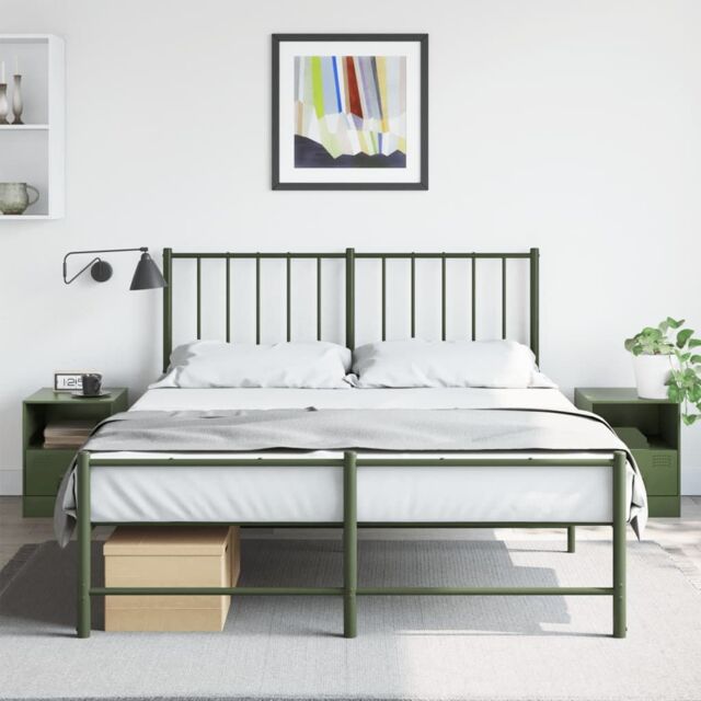 Berkfield Home Bedside Cabinets 2 pcs Olive Green 34.5x39x44 cm Steel - image 1