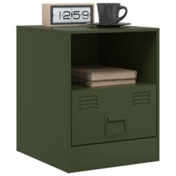 Berkfield Home Bedside Cabinets 2 pcs Olive Green 34.5x39x44 cm Steel - thumbnail 3