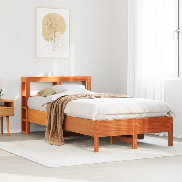 Berkfield Home Bed Frame without Mattress Wax Brown 100x200 cm Solid Wood Pine - image 1