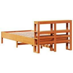 Berkfield Home Bed Frame without Mattress Wax Brown 100x200 cm Solid Wood Pine - thumbnail 6