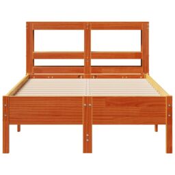 Berkfield Home Bed Frame without Mattress Wax Brown 100x200 cm Solid Wood Pine - thumbnail 4