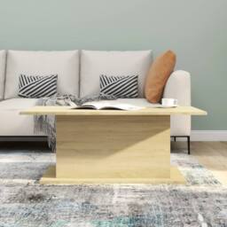 Berkfield Home Coffee Table Sonoma Oak 102x55.5x40 cm Engineered Wood in Beige - thumbnail 4