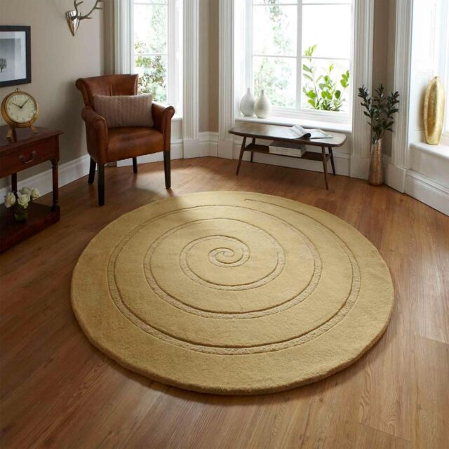 The Rug Shop UK Gold Handmade Luxurious Easy to clean Geometric Circle Rug - Size: 180 cm diameter - image 1