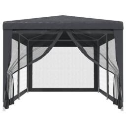 Berkfield Home Party Tent with 6 Mesh Sidewalls Anthracite 3x6 m HDPE in Charcoal - thumbnail 3