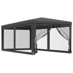 Berkfield Home Party Tent with 6 Mesh Sidewalls Anthracite 3x6 m HDPE in Charcoal - thumbnail 1