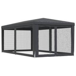 Berkfield Home Party Tent with 6 Mesh Sidewalls Anthracite 3x6 m HDPE in Charcoal - thumbnail 5