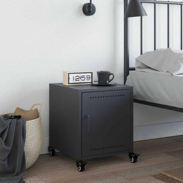 Berkfield Home Stylish Bedside Cabinet Anthracite 36x39x43.5 cm Steel in Charcoal - image 1