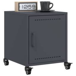 Berkfield Home Stylish Bedside Cabinet Anthracite 36x39x43.5 cm Steel in Charcoal - thumbnail 4