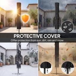 OUTSUNNY 3 x 2 m Garden Parasol Umbrella with Light, Outdoor Patio Umbrella in Dark Grey - Size: 3m x 2m - thumbnail 6