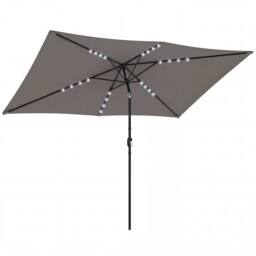 OUTSUNNY 3 x 2 m Garden Parasol Umbrella with Light, Outdoor Patio Umbrella in Dark Grey - Size: 3m x 2m - thumbnail 2