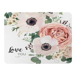 Benjamin Tate Design Garden Flower Pink Peach Rose White Anemone Blanket in Natural - Size: 120 cm x 150 cm - thumbnail 1