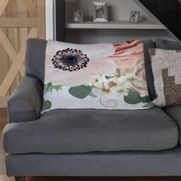Benjamin Tate Design Garden Flower Pink Peach Rose White Anemone Blanket in Natural - Size: 120 cm x 150 cm - thumbnail 2