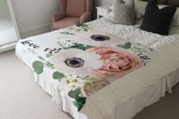 Benjamin Tate Design Garden Flower Pink Peach Rose White Anemone Blanket in Natural - Size: 120 cm x 150 cm - thumbnail 3