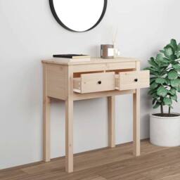 Berkfield Home Console Table 70x35x75 cm Solid Wood Pine in Light Tan - Size: 70 x 35 x 75 cm - thumbnail 3