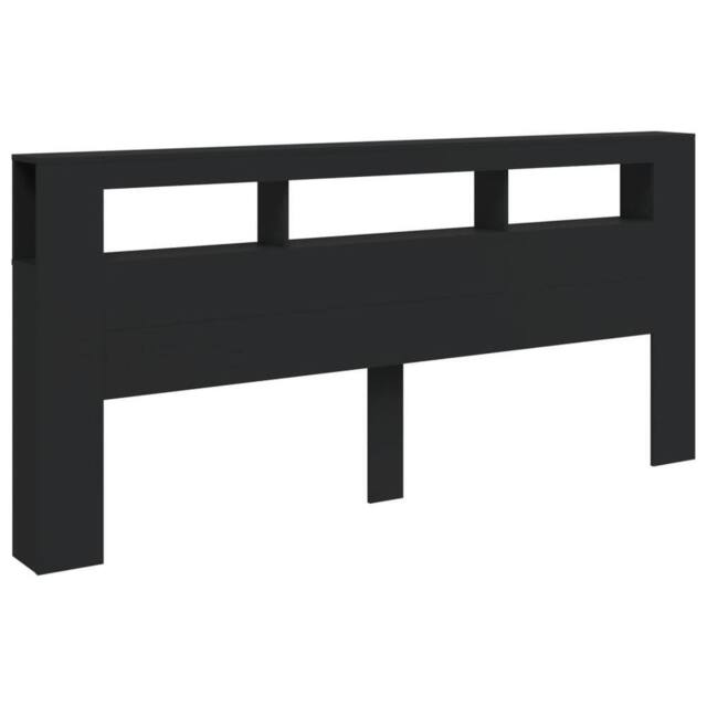 Berkfield Home LED Headboard Black 220x18.5x103.5 cm Engineered Wood - image 1