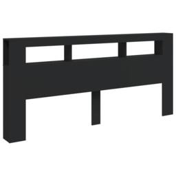 Berkfield Home LED Headboard Black 220x18.5x103.5 cm Engineered Wood
